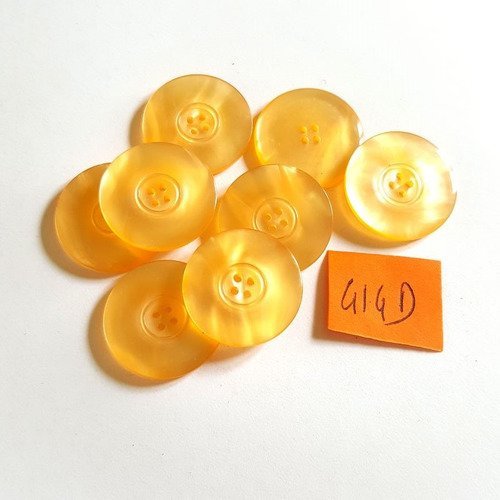8 boutons résine orange anciens - 22mm - 414d