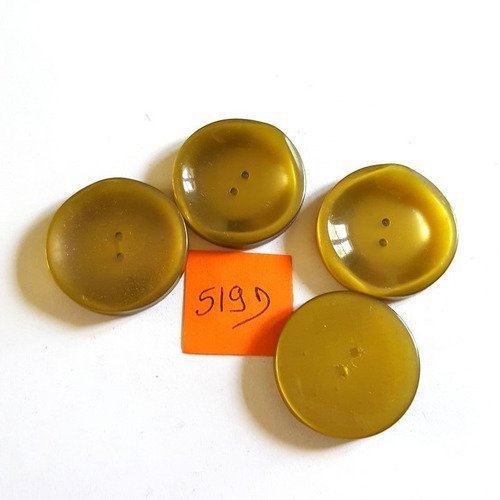 4 boutons résine vert anciens - 26mm - 519d