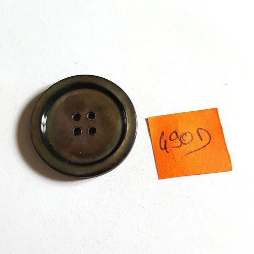 1 bouton nacre gris / vert à reflet anciens - 30mm - 490d