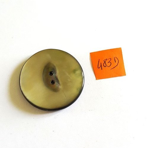 1 bouton nacre gris anciens - 36mm - 483d