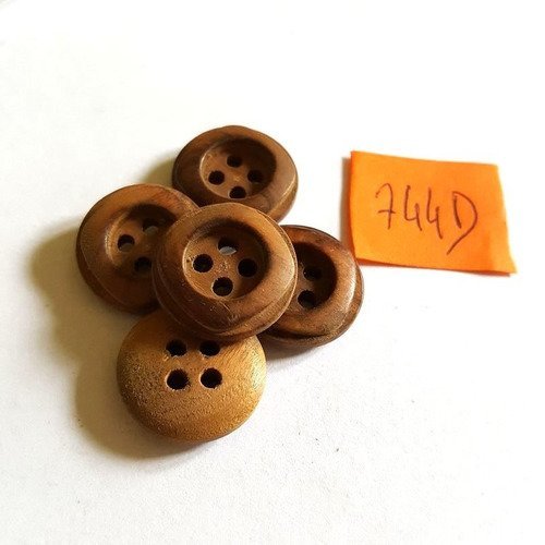 755D 28mm 6 boutons bois marron anciens