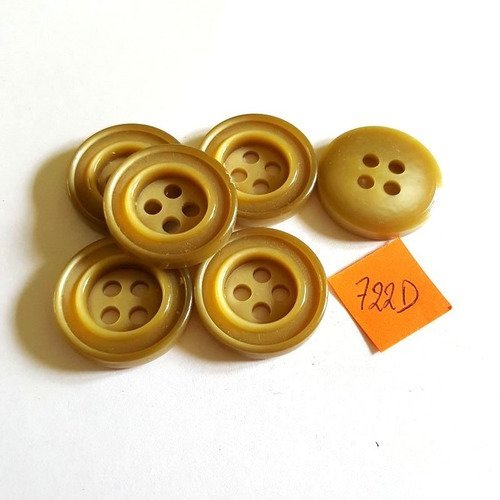 6 boutons en résine beige foncé - anciens - 27mm - 722d