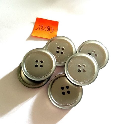 6 boutons résine gris anciens - 31mm - 1818d
