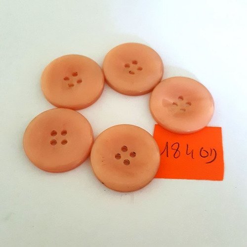 5 boutons résine rose anciens - 24mm - 1840d
