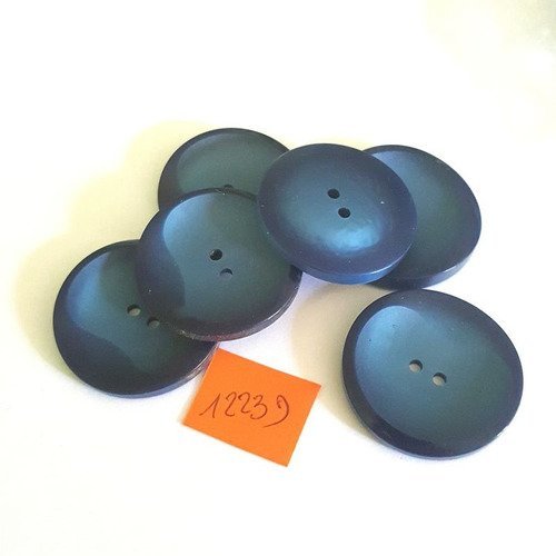 4 boutons résine bleu anciens - 35mm - 1223d