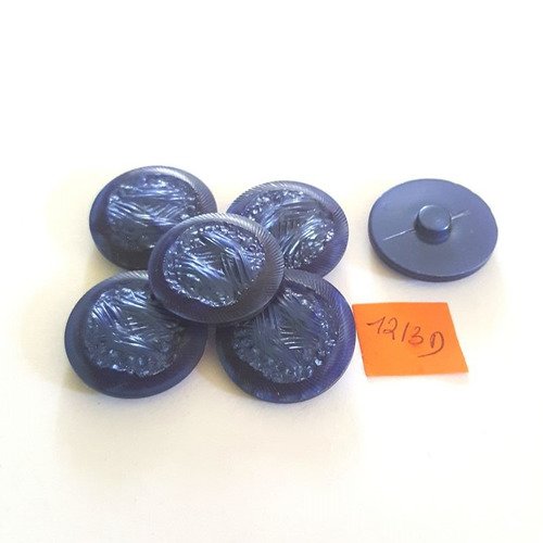 5 boutons résine bleu anciens - 27mm - 1213d