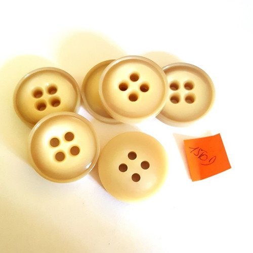 6 boutons résine crème anciens - 36mm - 1510d