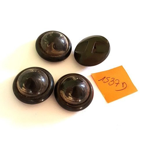 4 boutons résine marron anciens - 24mm - 1537d