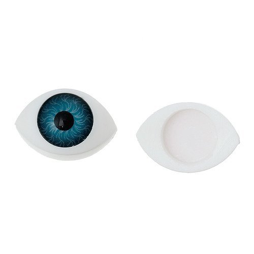 1 paire d'oeil a coller blanc bleu et noir - 12x8mm