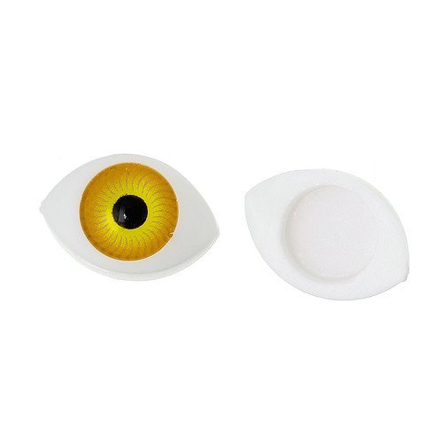 1 paire d'oeil a coller blanc jaune et noir - 17x11mm