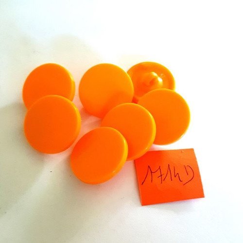 5 boutons résine orange anciens - 22mm - 1714d