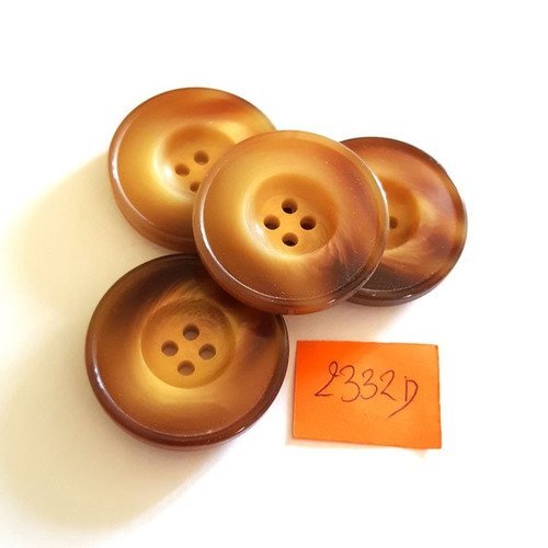6 boutons résine marron et beige anciens - 31mm - 2332d