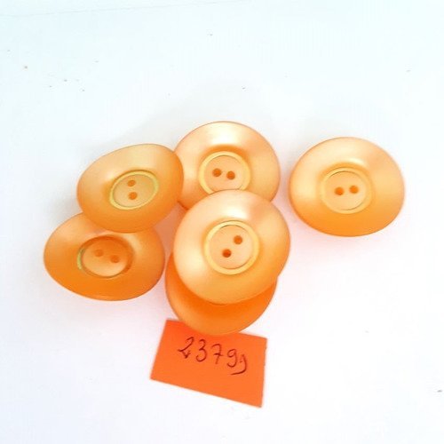6 boutons résine orange anciens - 26mm - 2379d