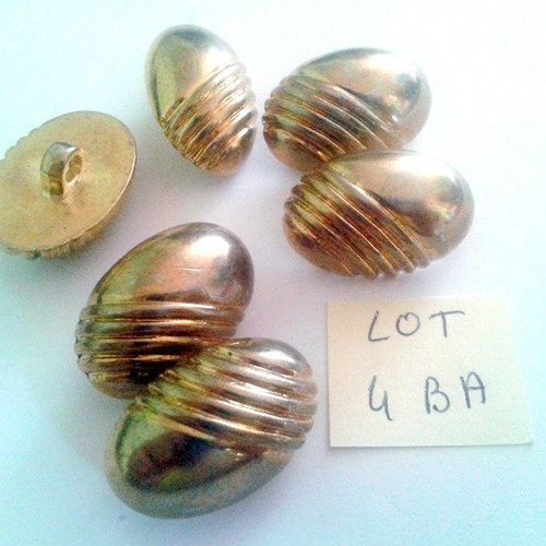 6 boutons résine doré anciens - 25x16mm - lot 4ba