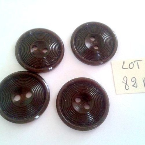 4 boutons résine marron vintage - 22mm - 82a