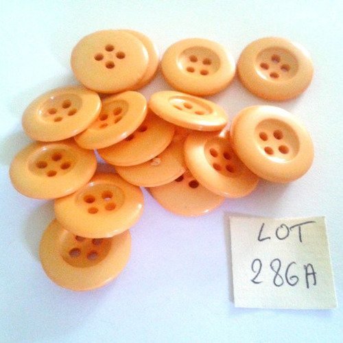 16 boutons résine jaune (orangé) vintage - 18mm - 286a