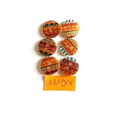 6 boutons nacre africain (coquillage) - 15mm - 111div