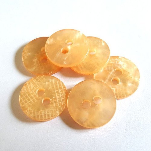 6 boutons résine orange clair - 20mm - 44n