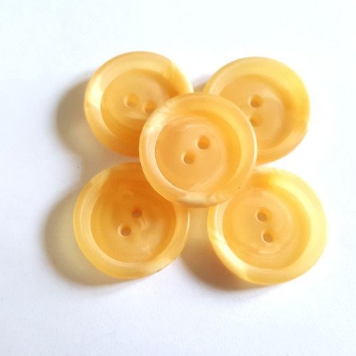 5 boutons résine jaune orangé - 25mm - 43n