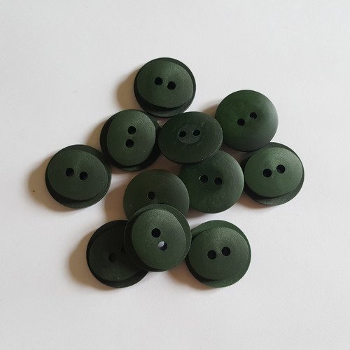 11 boutons résine vert - 27mm - 20n 