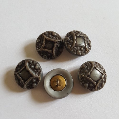 5 boutons résine gris - 27mm - 1n 