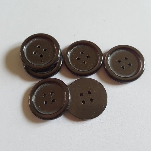 6 boutons résine gris - 22mm - 23n 