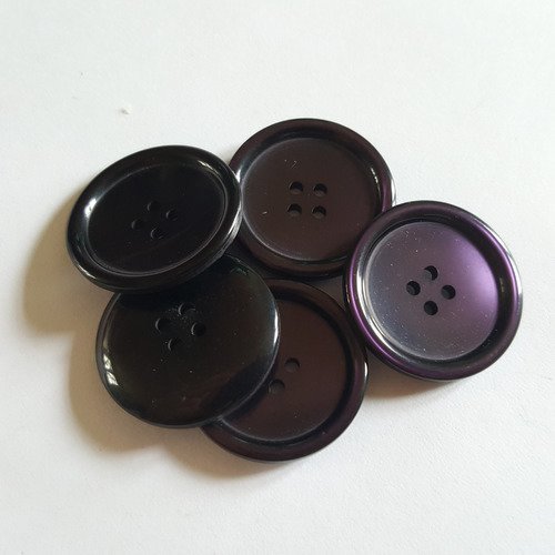 5 boutons résine violet foncé - 28mm - 28n 