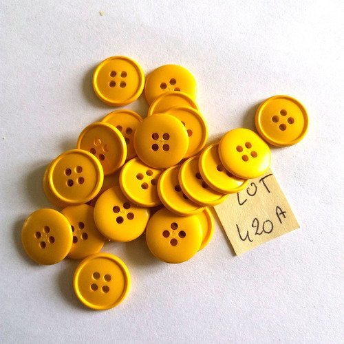 24 boutons en résine jaune vintage - 15mm - 420a
