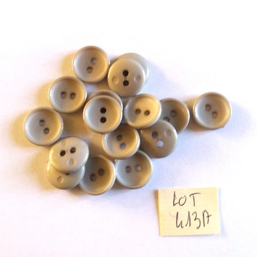 16 boutons en résine gris clair vintage - 14mm - 413a