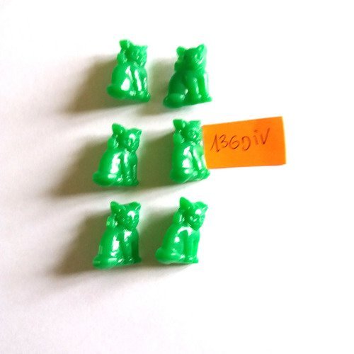 6 boutons en résine vert (chat) - 19x15mm - 136div
