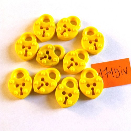 5 boutons en résine jaune (cadenas) - 18x14mm - 171div