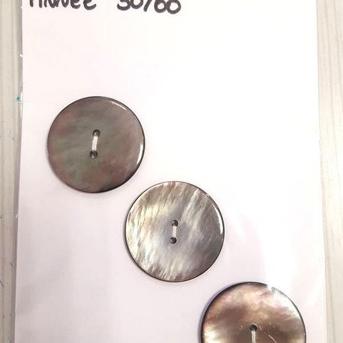 3 boutons en nacre gris année 50/60 - 27mm - n°34