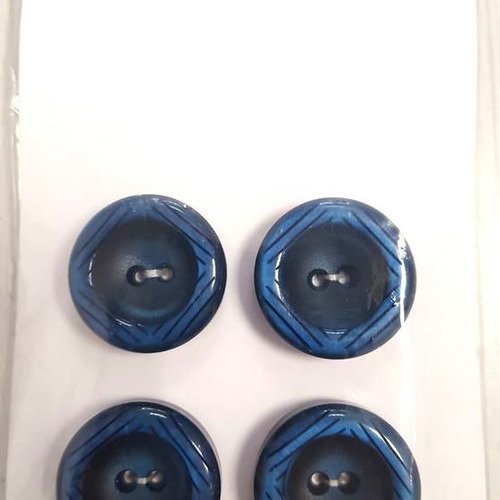 4 boutons résine bleu vintage - 27mm - n°56