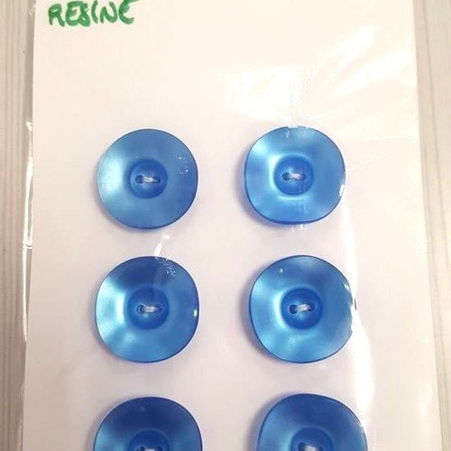 6 boutons résine bleu vintage - 21mm - n°60