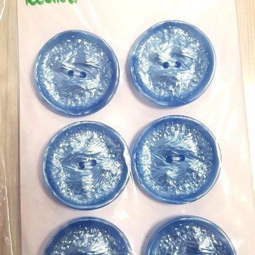 6 boutons résine bleu vintage - 31mm - n°62