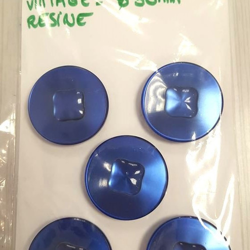 5 boutons résine bleu vintage - 30mm - n°62