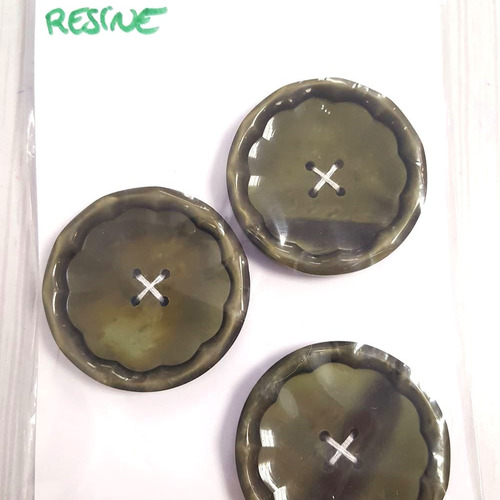 3 boutons résine vert vintage - 39mm - n°81