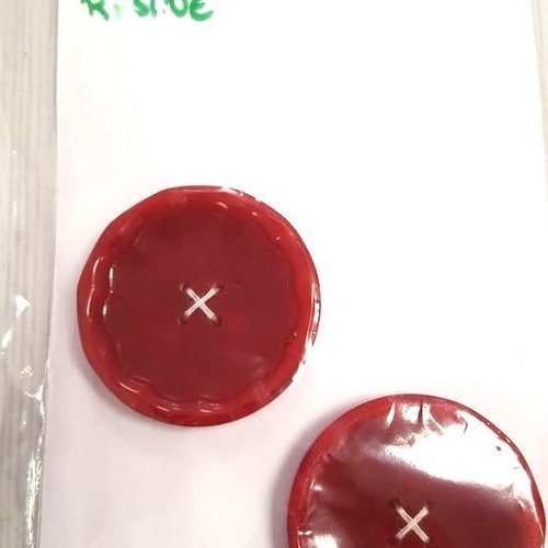 2 boutons résine rouge foncé vintage - 39mm - n°143