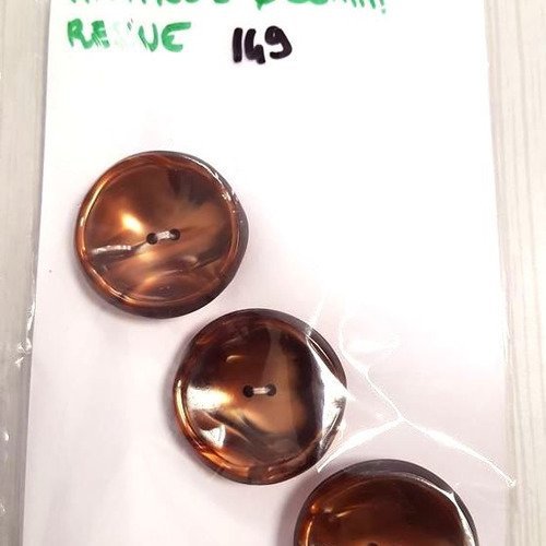 3  boutons résine marron vintage - 30mm - n°149