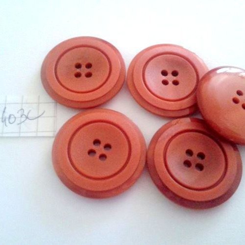 5 boutons résine marron vintage - 28mm - 403c