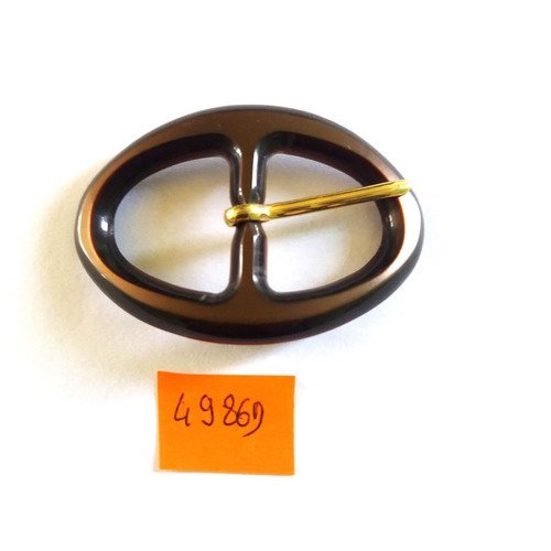 1 boucle de ceinture résine marron brillant vintage - 52x35mm - n°4986d