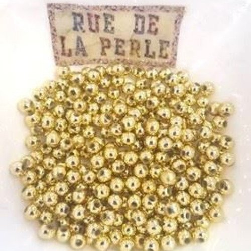 200 perles en résine doré 4mm