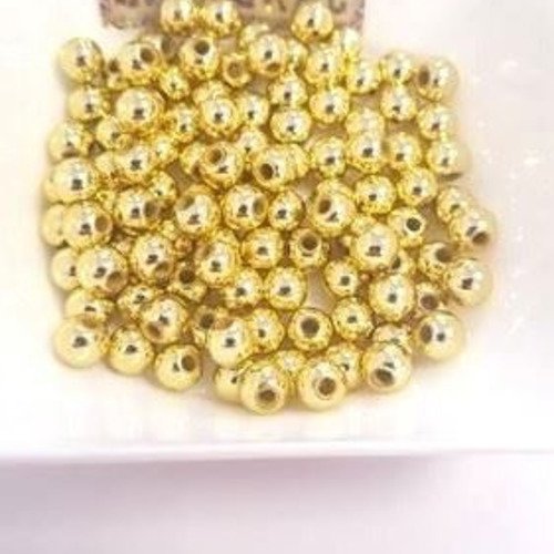 100 perles en résine doré 6mm