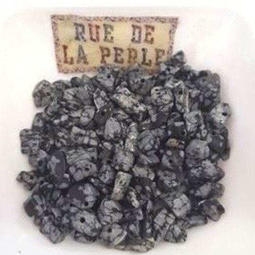 30g chips d'obsidienne noire percées - perles gemme