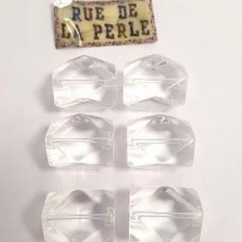 6 perles en verre a facette transparent - 14x20mm