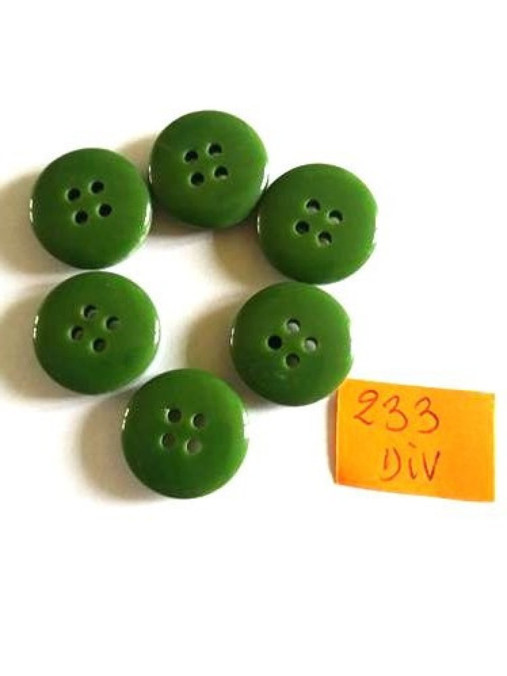 Résine vert vif 18 x 12 mm Lot de 6 boutons vintage