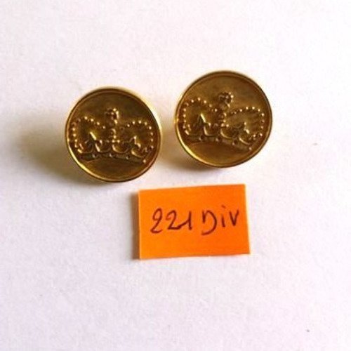 2 boutons métal doré - 18mm - 221div