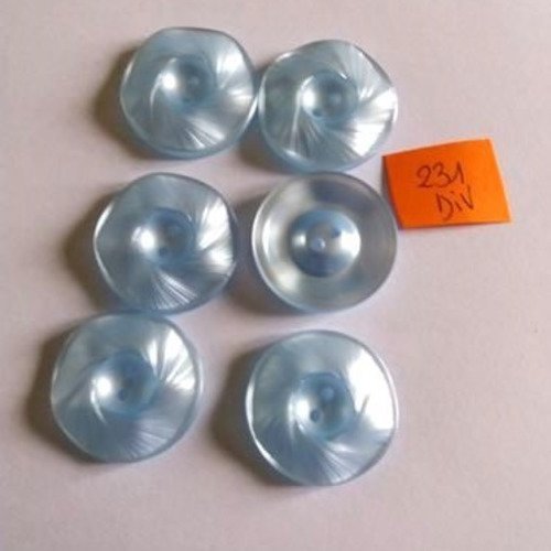6 boutons en résine bleu ciel - 27mm - 231div