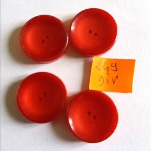 4 boutons résine bleu rouge - vintage - 22mm - 249div