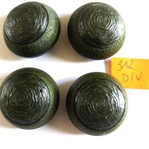 4 boutons résine vert - vintage - 27mm - 312div